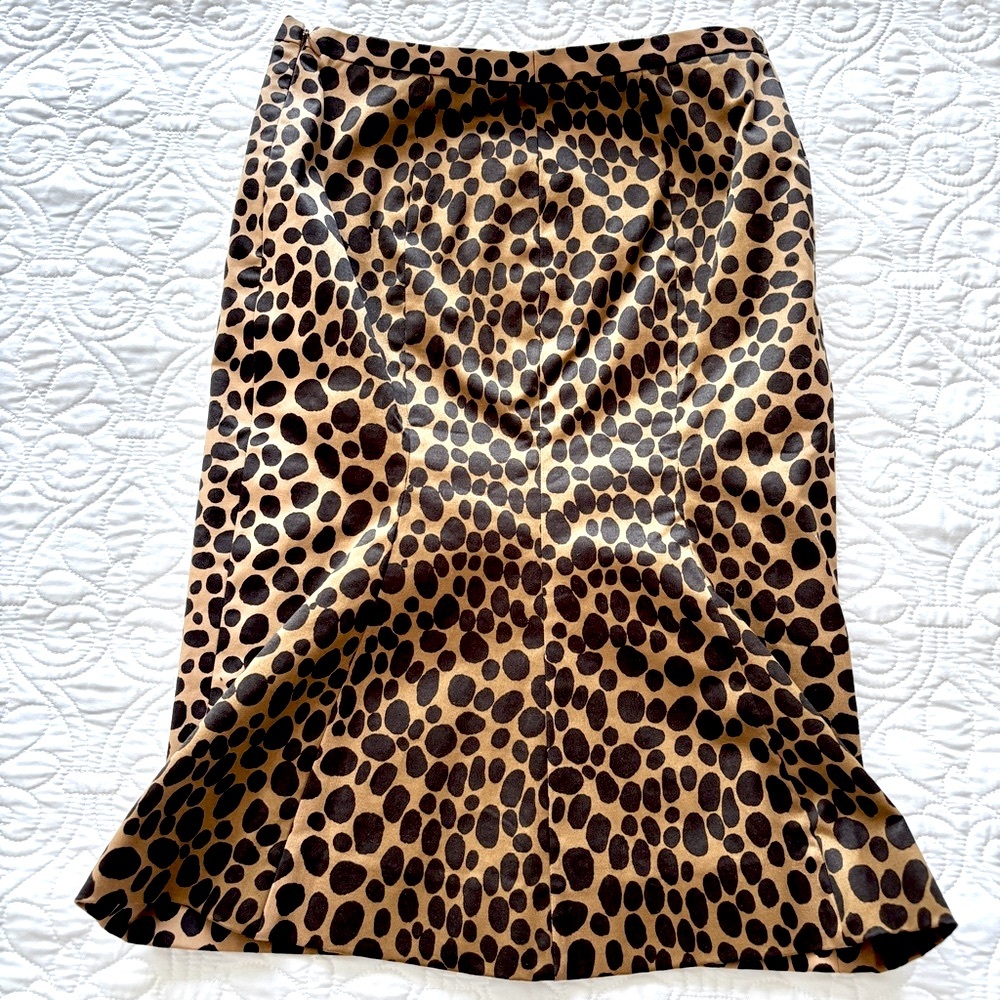 Moschino Leopard Print Pencil Fishtail Skirt in Brown and Tan/Khaki Size 6 US - Picture 3 of 8